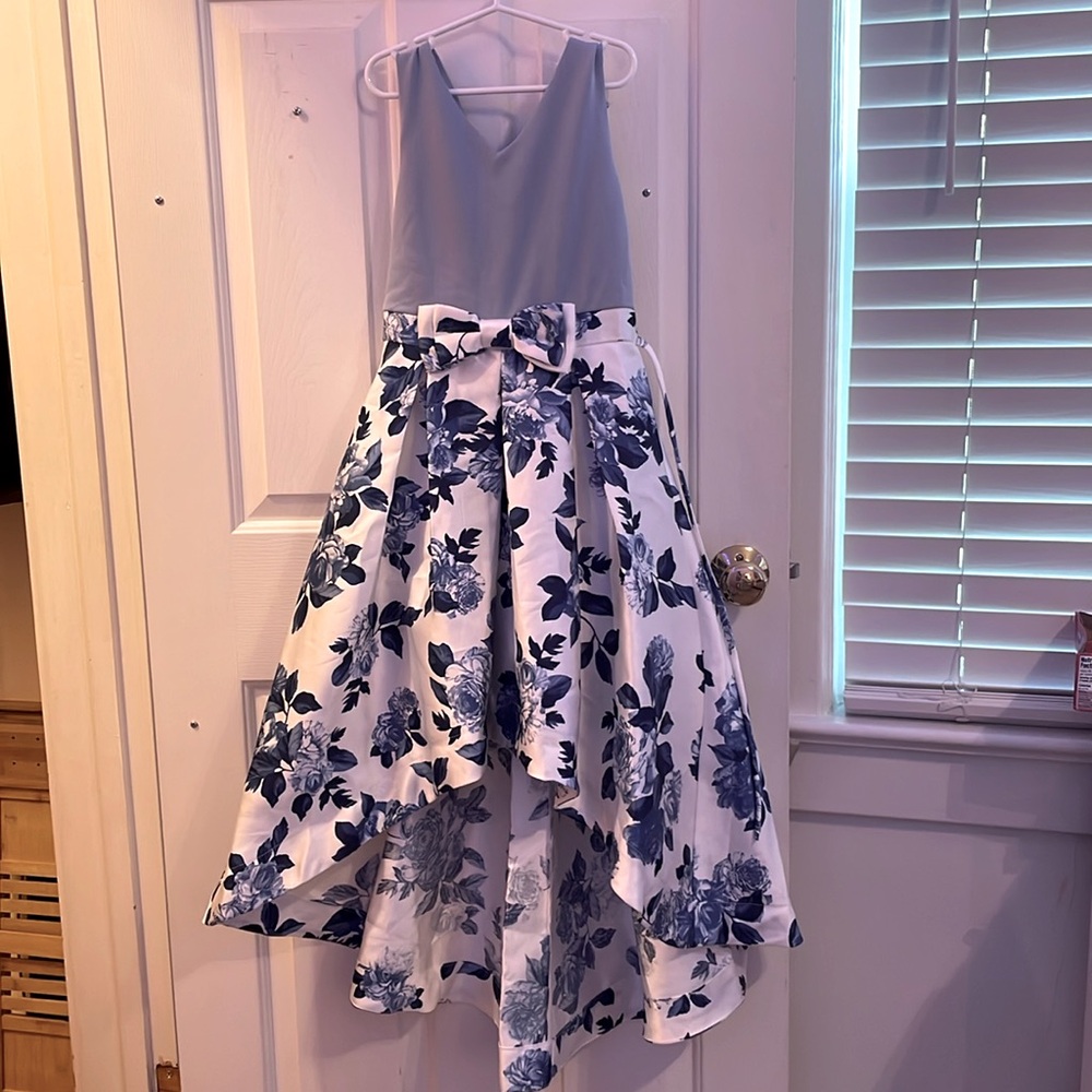 Blue puffy girls graduation dress